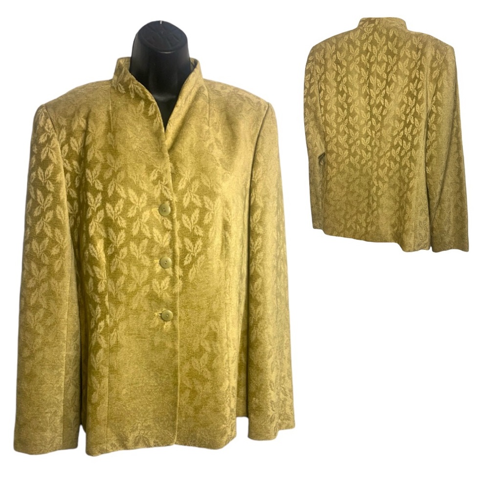 Katherine Kelly Golden Leaf Brocade Blazer Jacket Sz 12 EUC